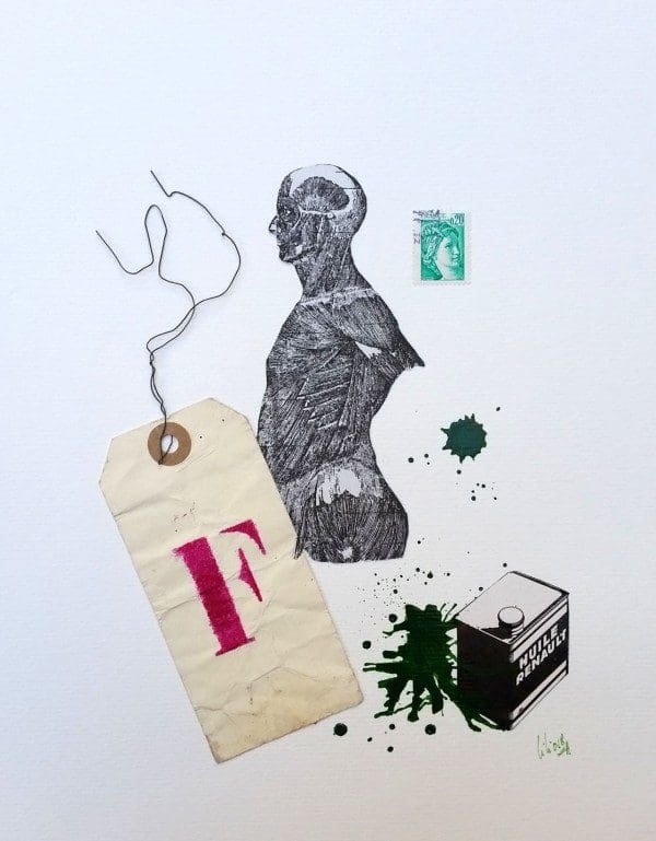 « NO SENSE » par Christophe Stouvenel – Œuvre de Collage et Encre, 2018