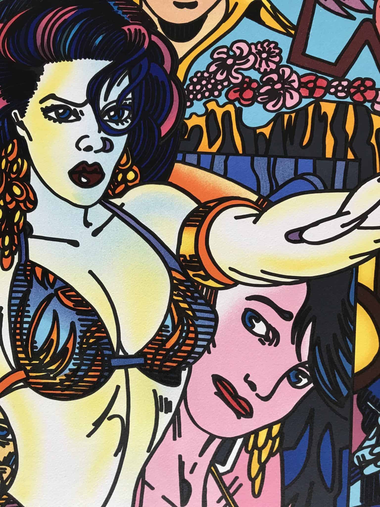 Lithographie Erró – Composition Pop Art Féminine (2001) – Édition Limitée 67/199