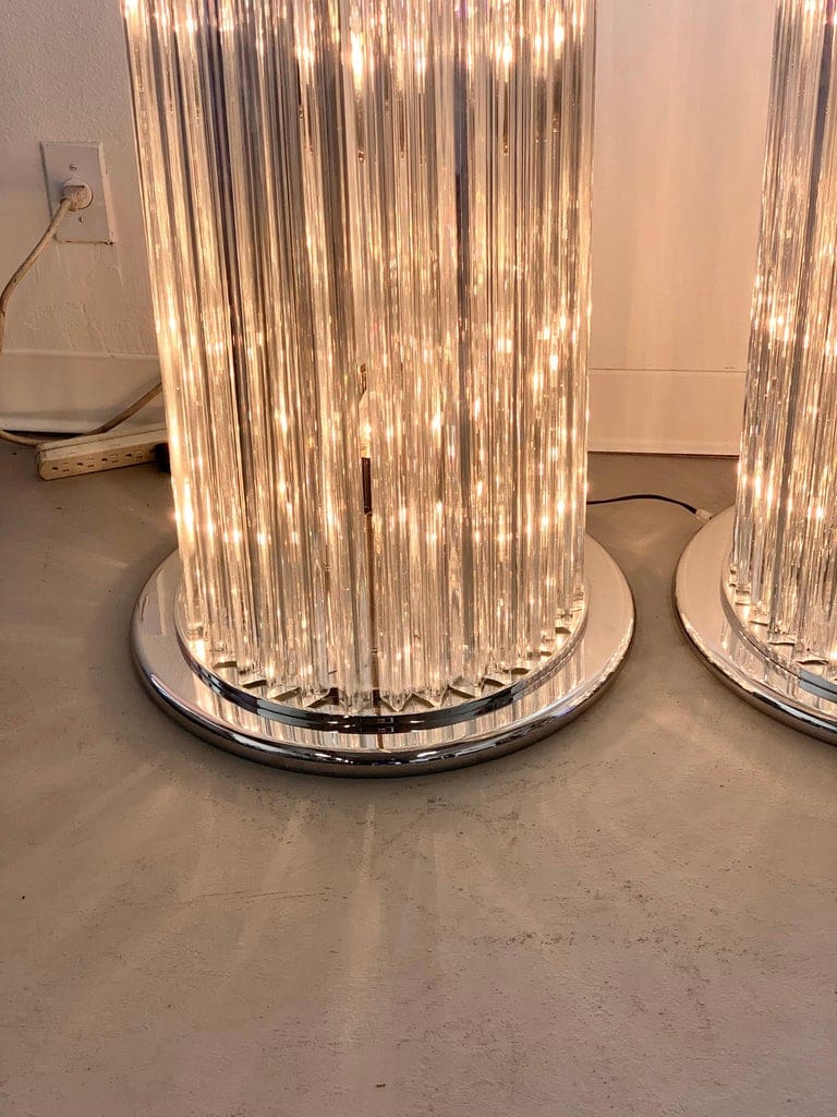 Paire de Colonnes Lumineuses en Verre de Murano, Circa 1980