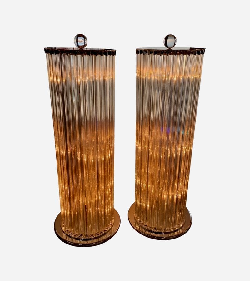 Paire de Colonnes Lumineuses en Verre de Murano, Circa 1980