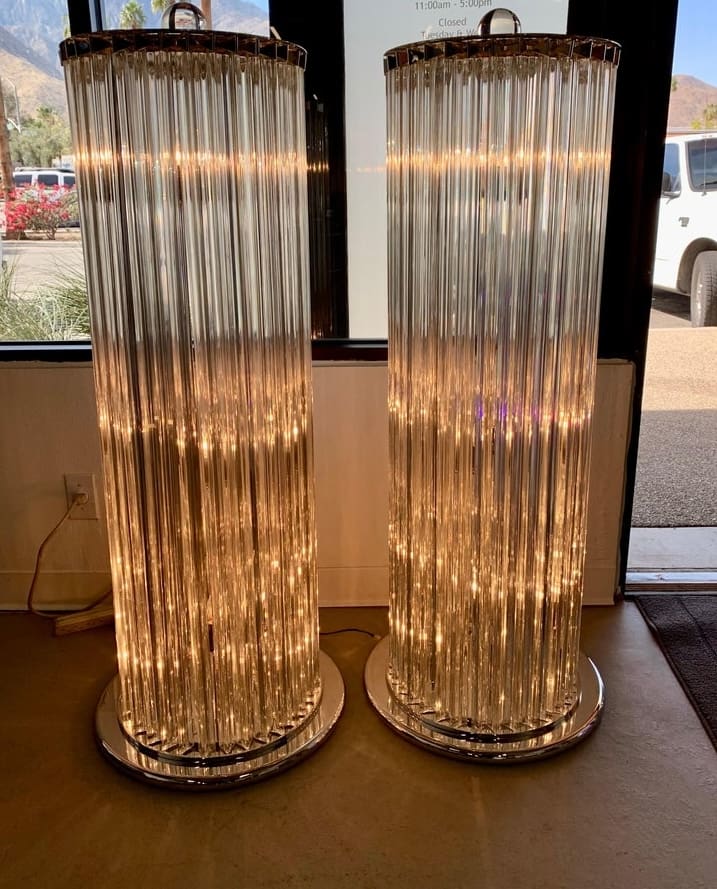 Paire de Colonnes Lumineuses en Verre de Murano, Circa 1980