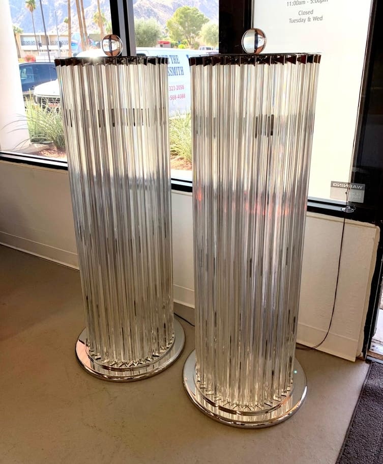 Paire de Colonnes Lumineuses en Verre de Murano, Circa 1980
