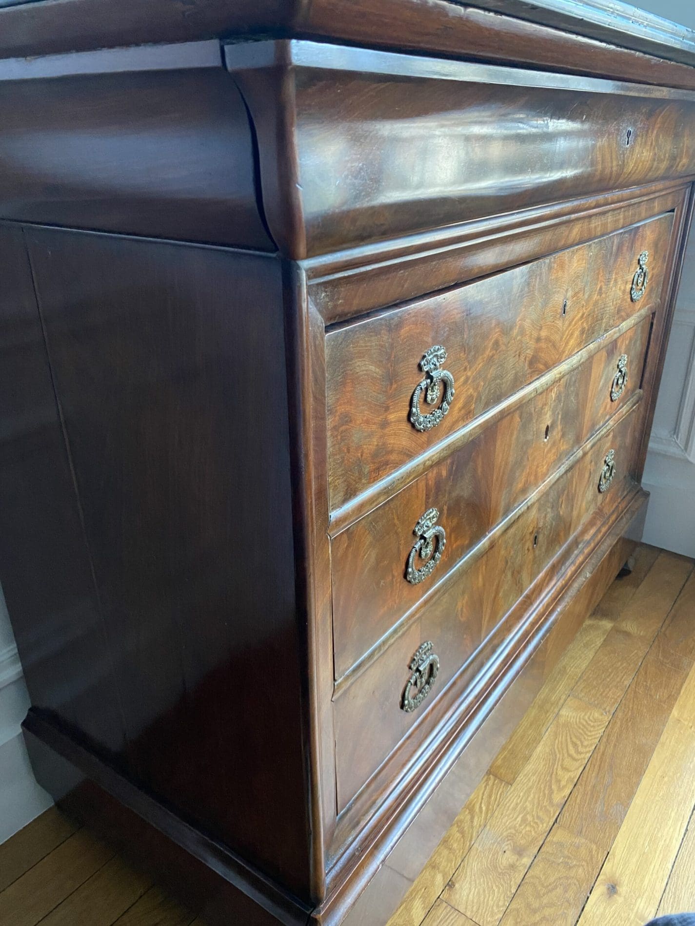 Commode Louis Philippe 19ème Siècle en Acajou | Marbre d’Origine