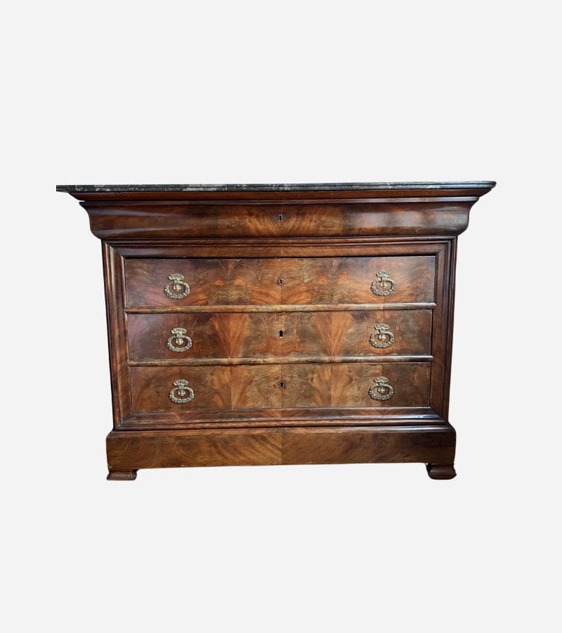 Commode Louis Philippe 19ème Siècle en Acajou | Marbre d’Origine