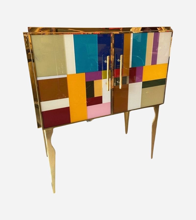 Cabinet en Laiton et Verre – Design Italien, Circa 1980
