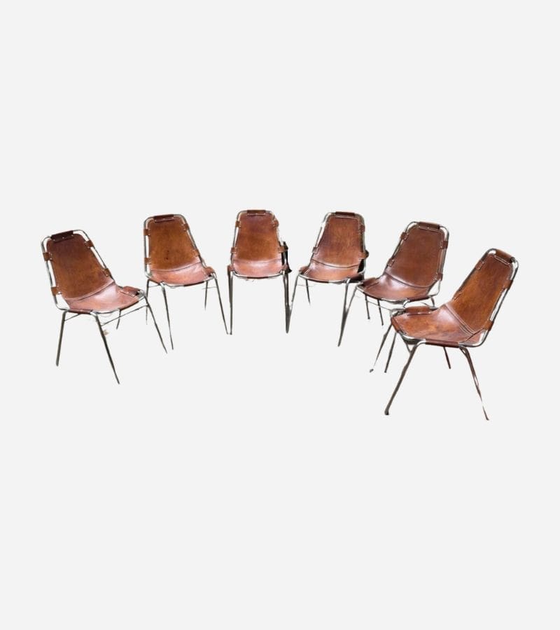 Lot de 6 Chaises Charlotte Perriand pour Les Arcs – Design Moderniste des Années 60