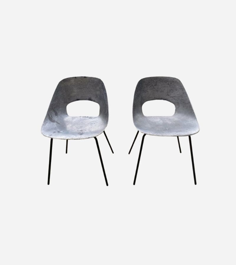 Chaises Tulipe de Pierre Guariche 1954 | Aluminium & Métal Laqué Noir
