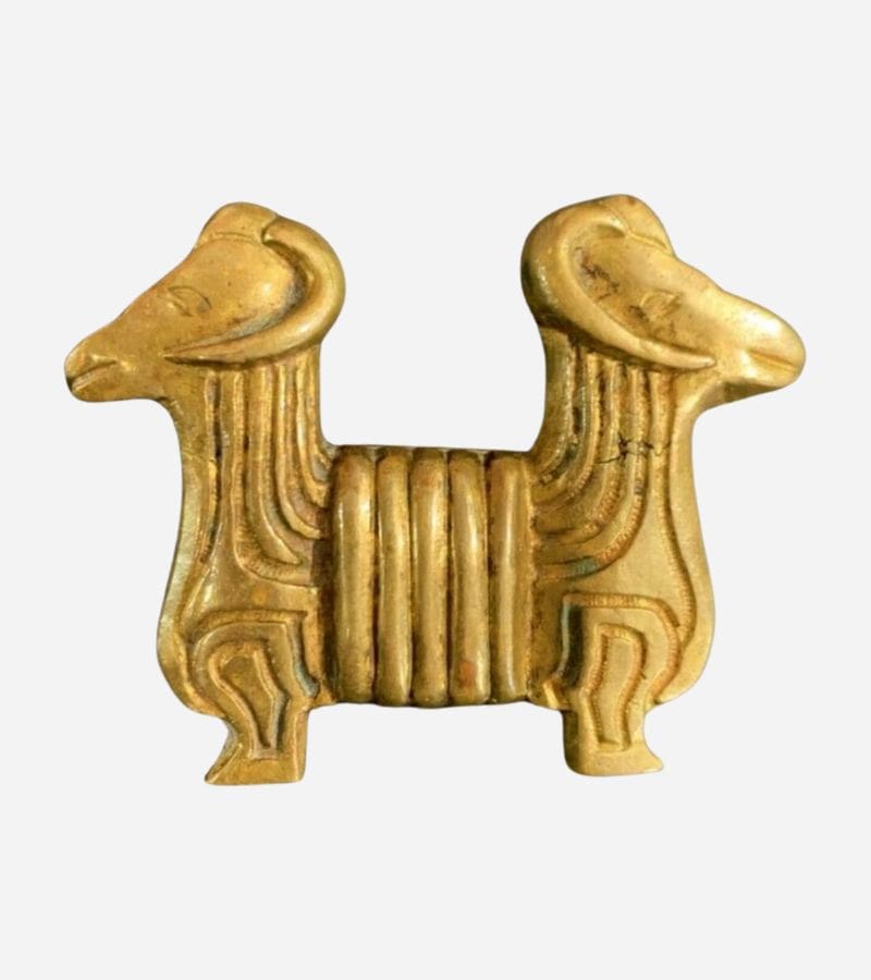 Broche Vintage « Béliers » en Bronze Doré par Line Vautrin, Circa 1950