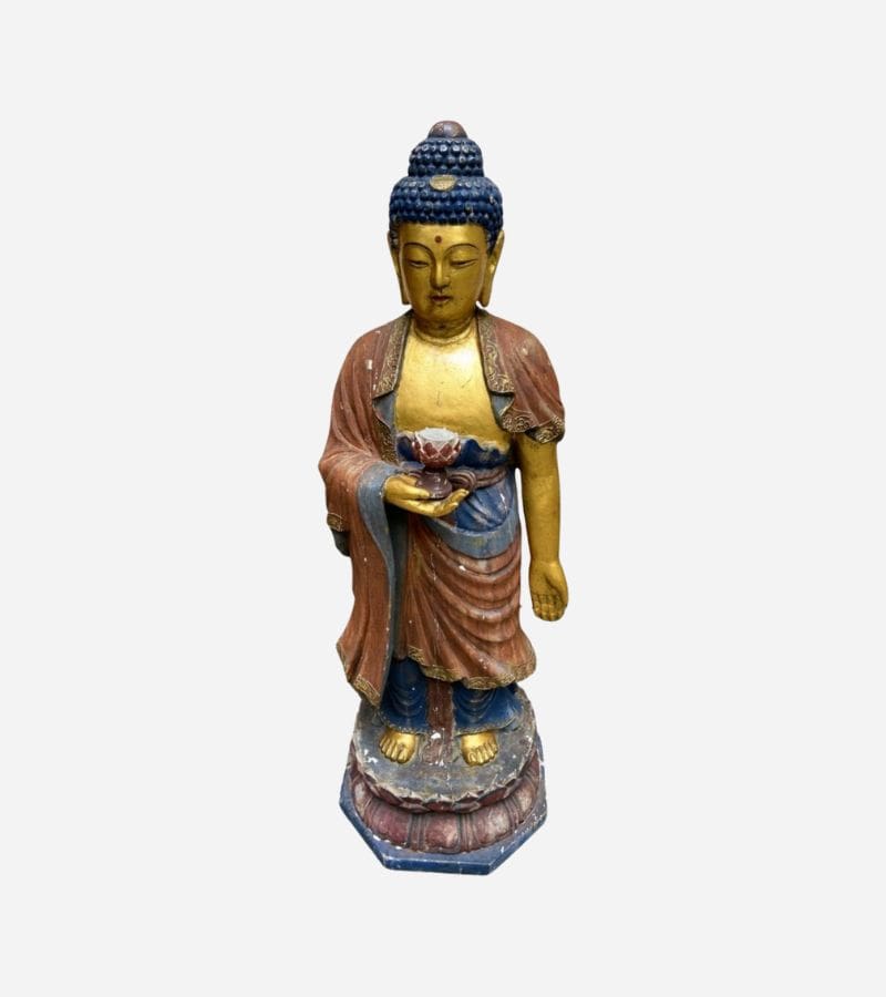 Buddha  – Sculpture Bois polychromé