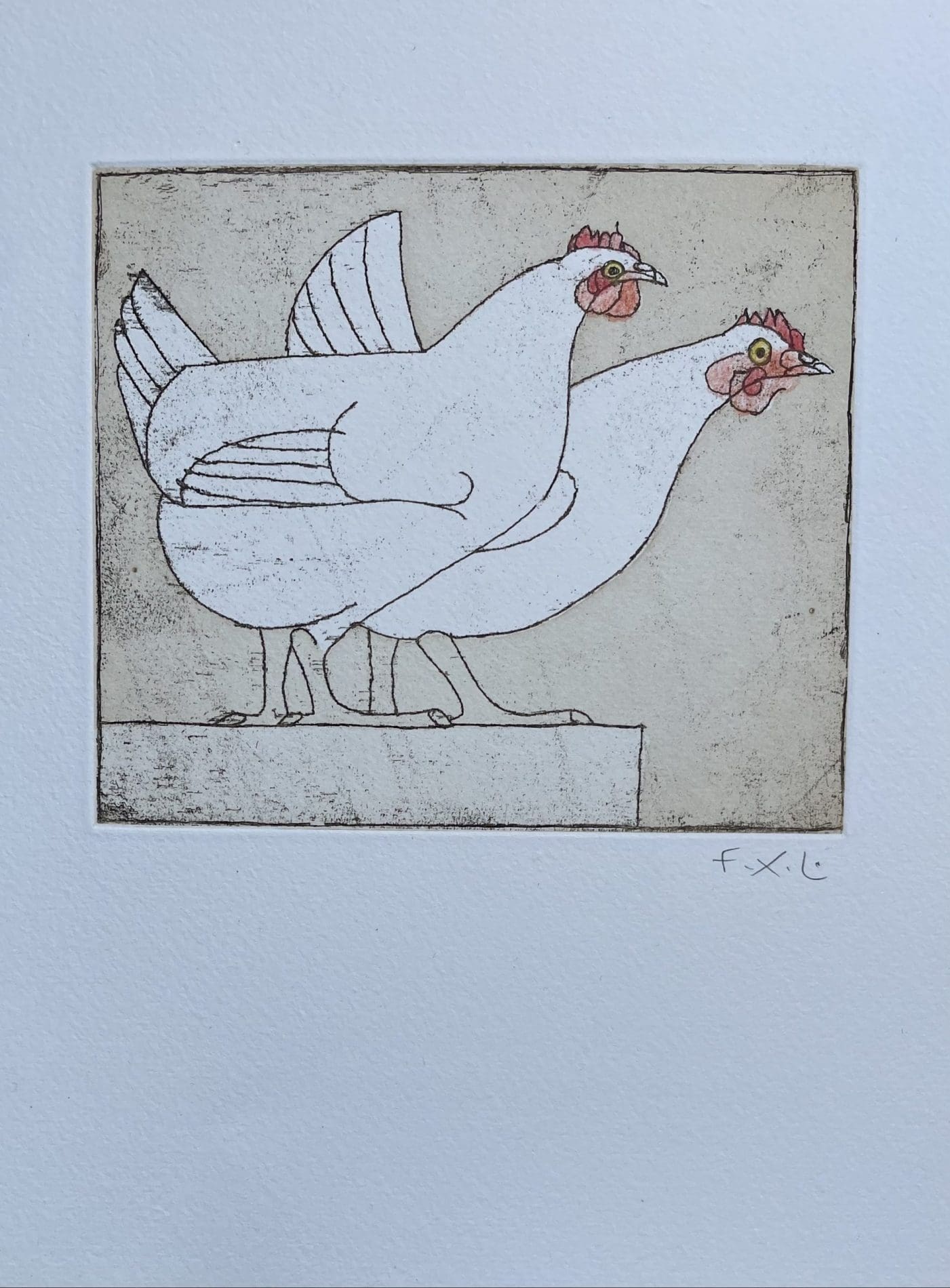 Gravure « Les Poules » par François-Xavier Lalanne – Œuvre Signée et Limitée