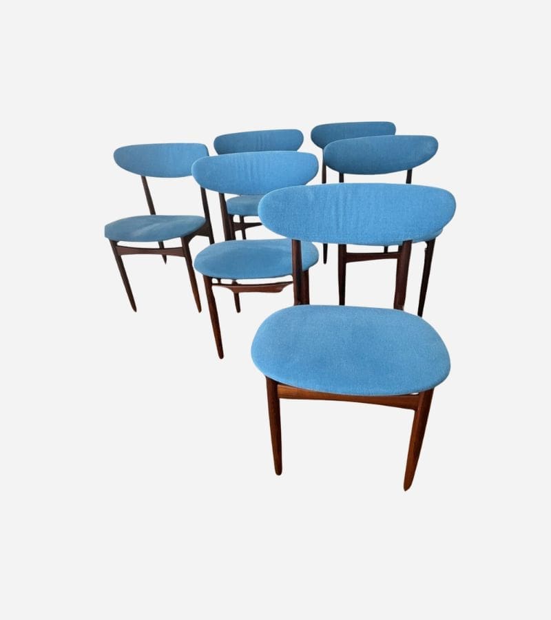 Ensemble de 6 Chaises –  Ib Kofod Larsen – Palissandre de Rio, 1971