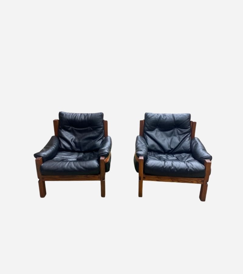 Fauteuils Design Pierre Chapo S15 en Orme et Cuir