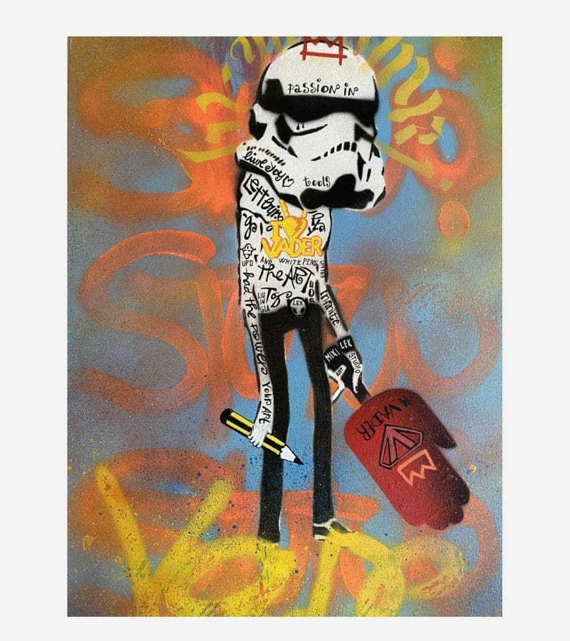 I Love Vader par Alberto Blanchart – Œuvre Contemporaine en Technique Mixte 50×35 cm