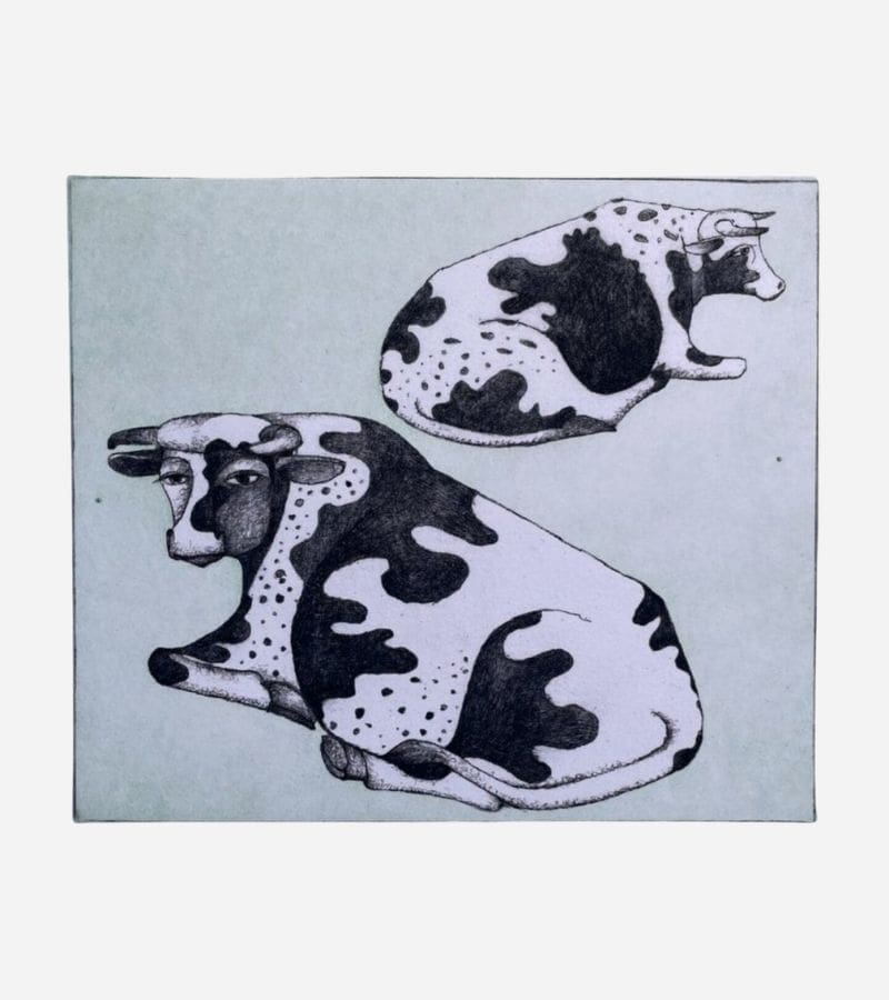 Les Vaches » de François-Xavier Lalanne – Gravure Originale de 2004 Signée