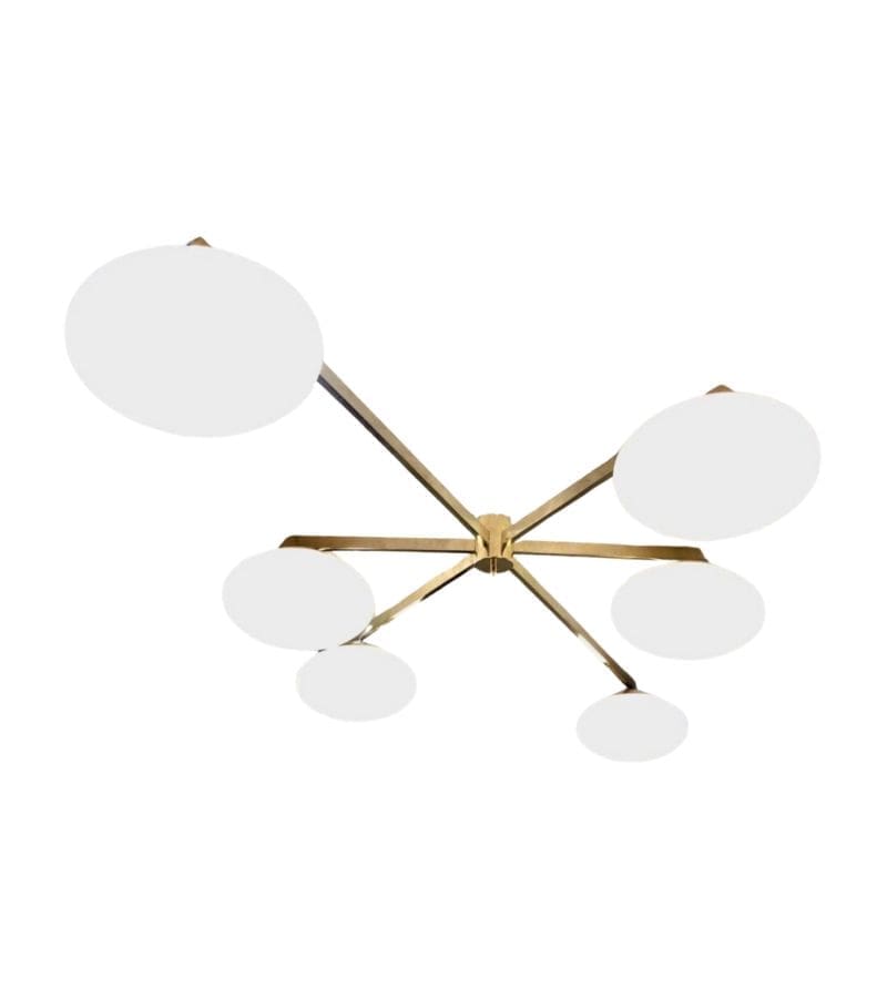 Lustre ‘6 Lunes’ Style Angelo Lelli pour Arredoluce – Design Italien Iconique