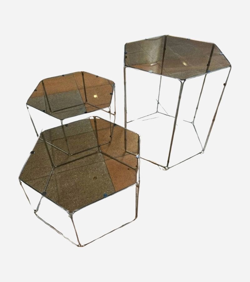 Max Sauze – Ensemble de 3 tables basses / bouts de canapé