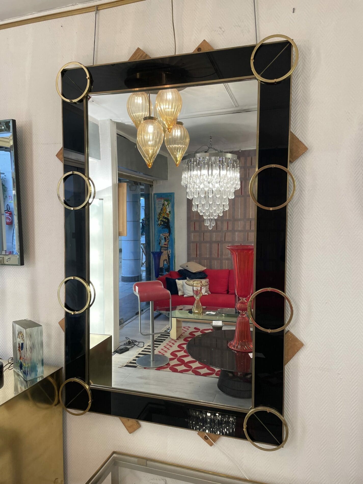 Miroir Vintage Italien en Laiton – Design 70s Luxueux