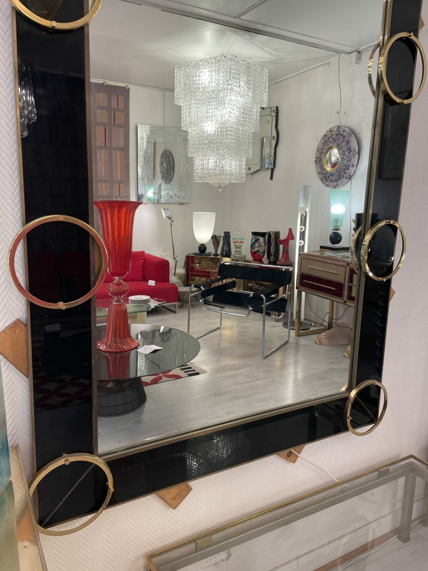 Miroir Vintage Italien en Laiton – Design 70s Luxueux