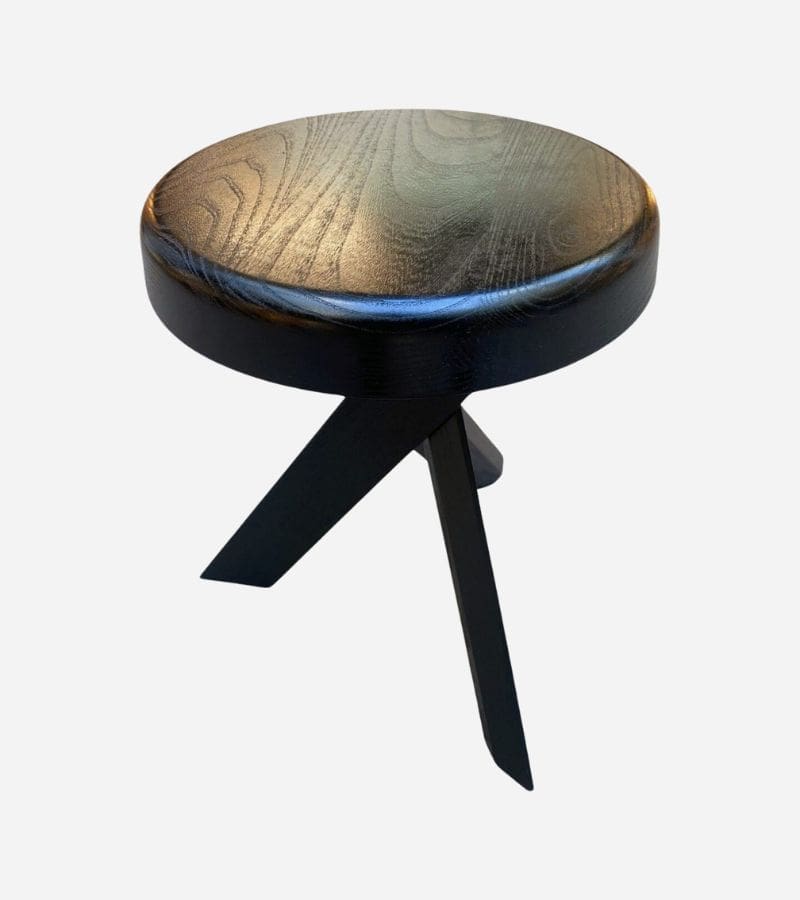 Tabouret S31A « Black Édition » par Pierre Chapo – Rare Artisanat Français en Orme Laqué
