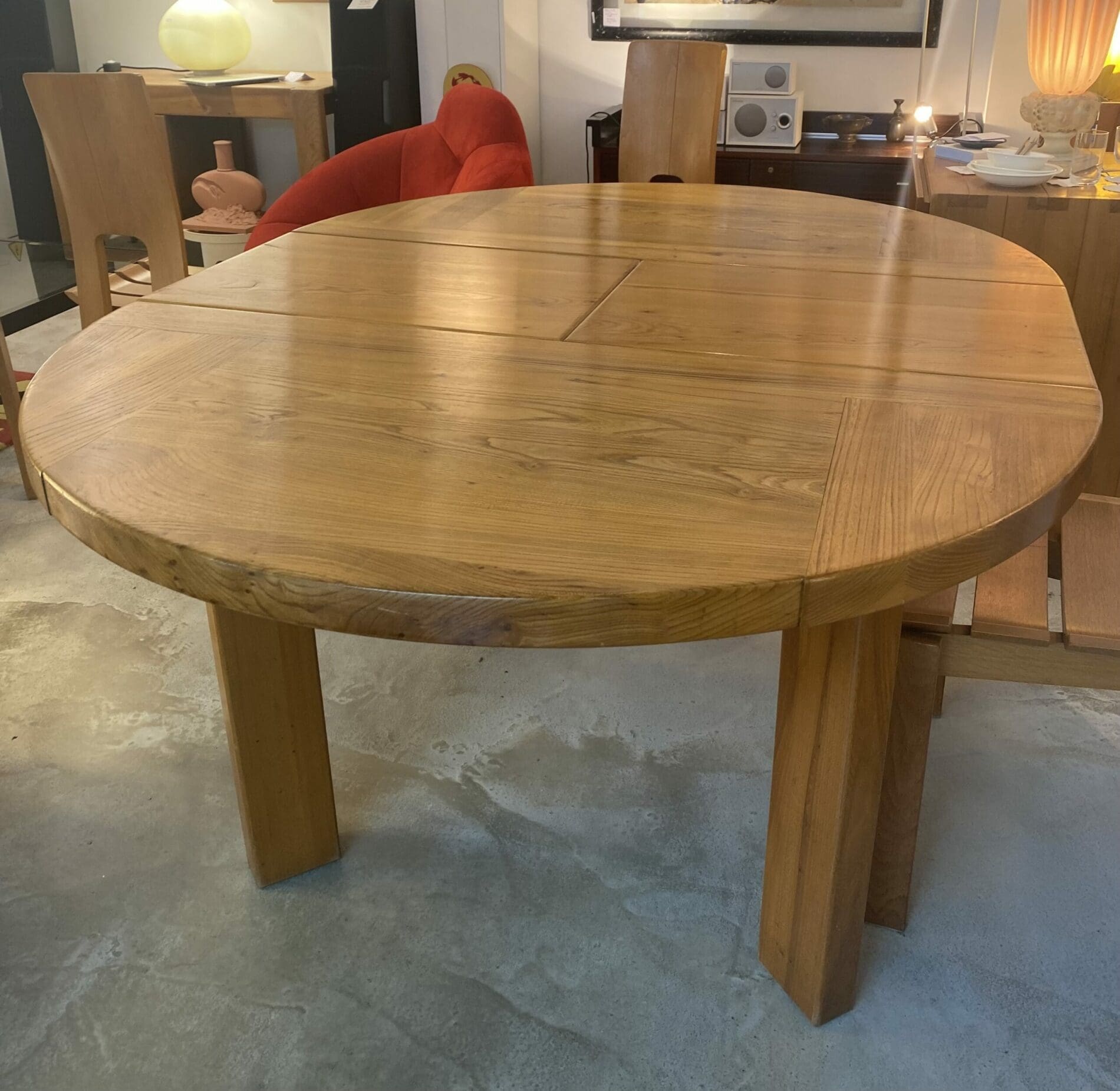 Table à Rallonge en Orme Massif de 1978 par Pierre Chapo, Éditée par Regain