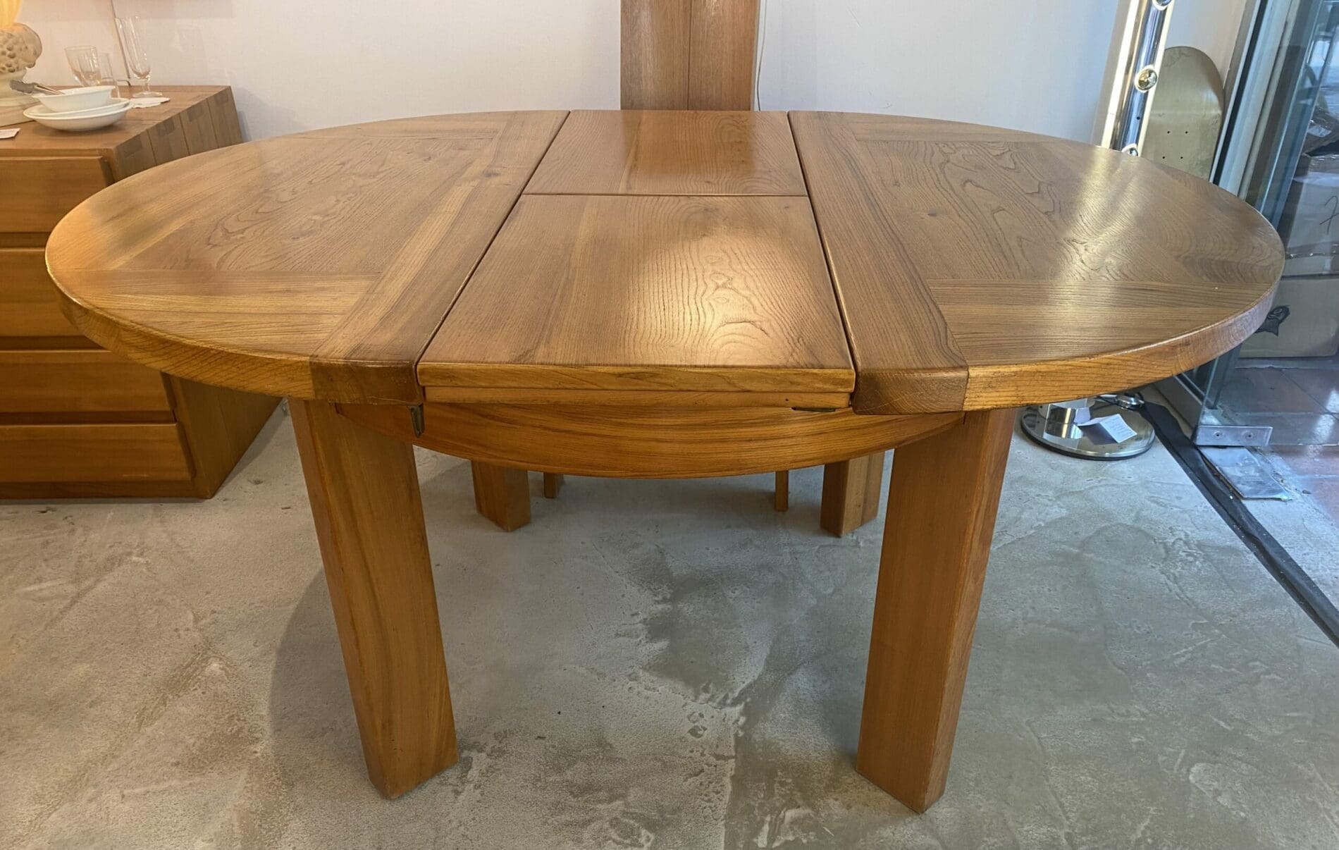 Table à Rallonge en Orme Massif de 1978 par Pierre Chapo, Éditée par Regain