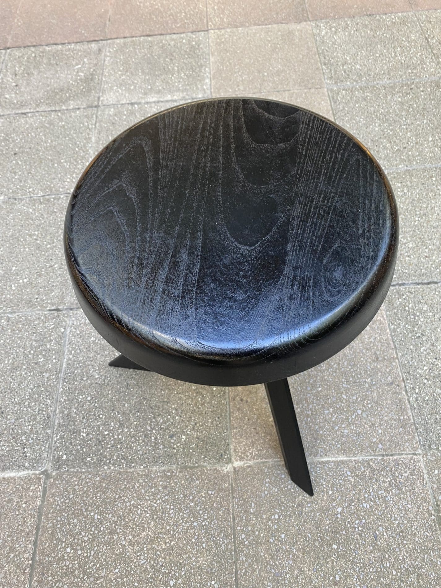 Tabouret S31A « Black Édition » par Pierre Chapo – Rare Artisanat Français en Orme Laqué