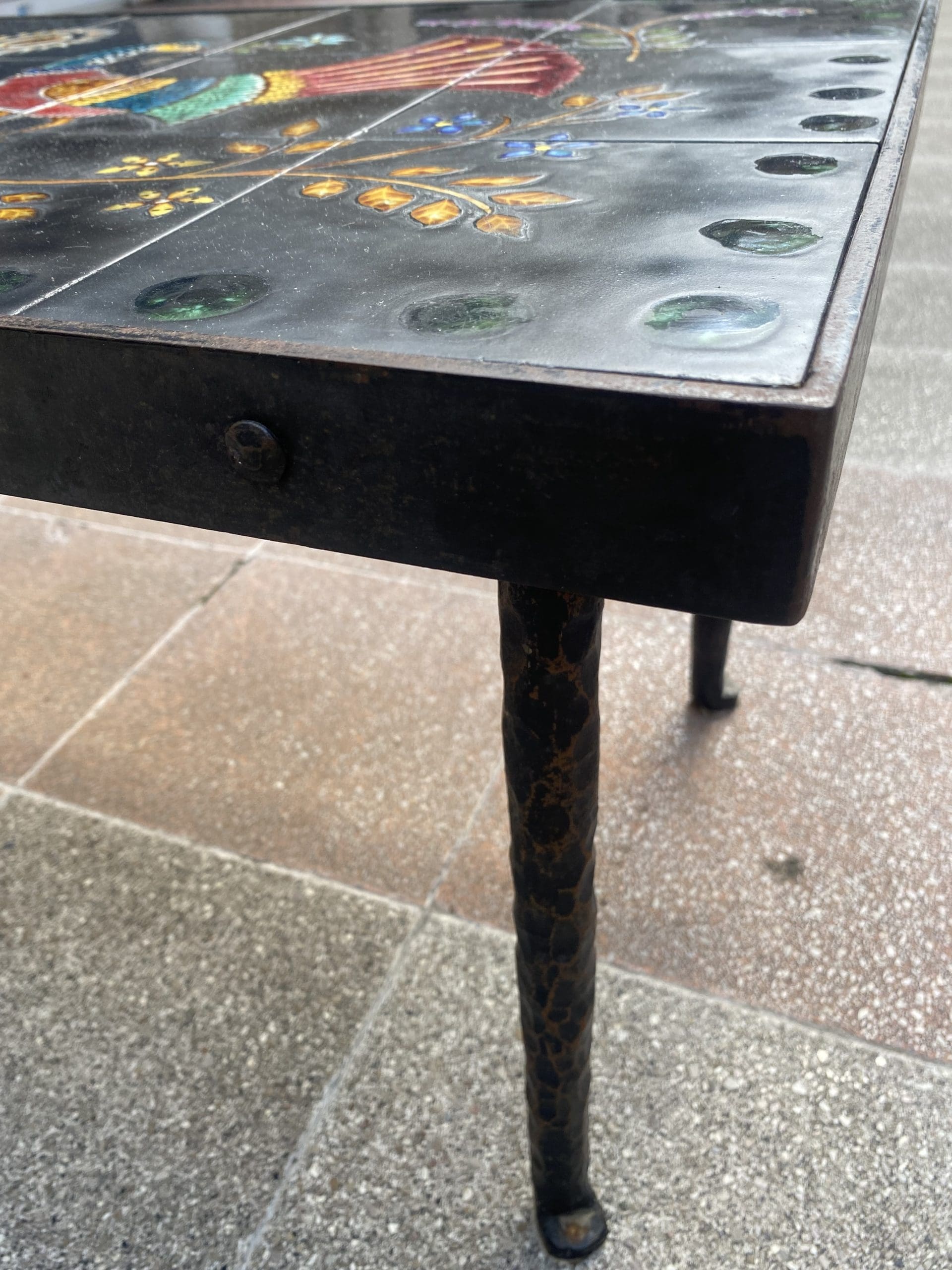 Table Basse Emile Rocher 1969 – Fer Forgé et Céramique