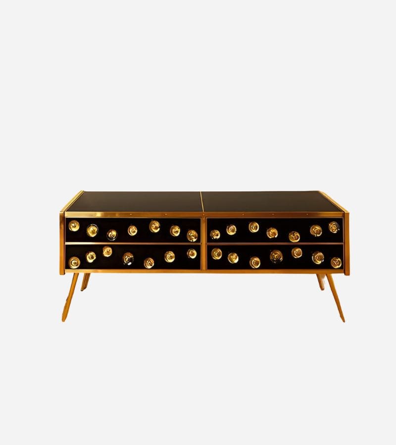 Commode en Verre et Laiton « Bullet » dans le Style de Roberto Giulio Rida, Italie, Vers 2000