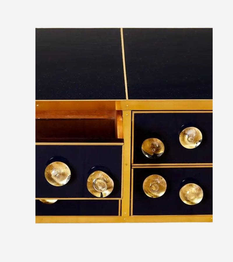 Commode en Verre et Laiton « Bullet » dans le Style de Roberto Giulio Rida, Italie, Vers 2000