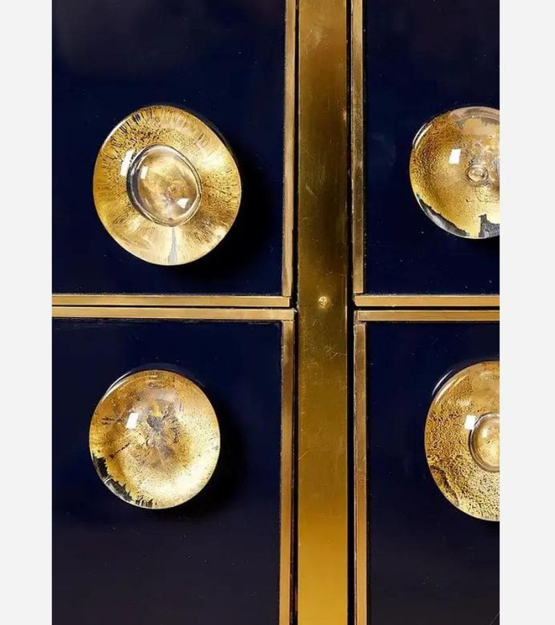 Commode en Verre et Laiton « Bullet » dans le Style de Roberto Giulio Rida, Italie, Vers 2000