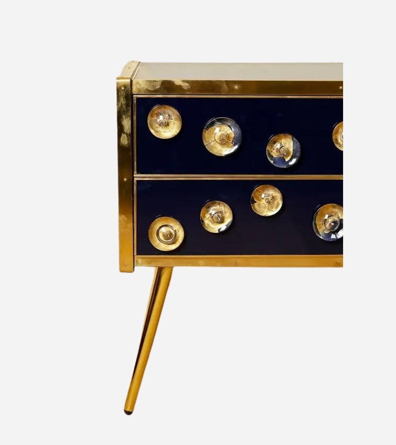 Commode en Verre et Laiton « Bullet » dans le Style de Roberto Giulio Rida, Italie, Vers 2000
