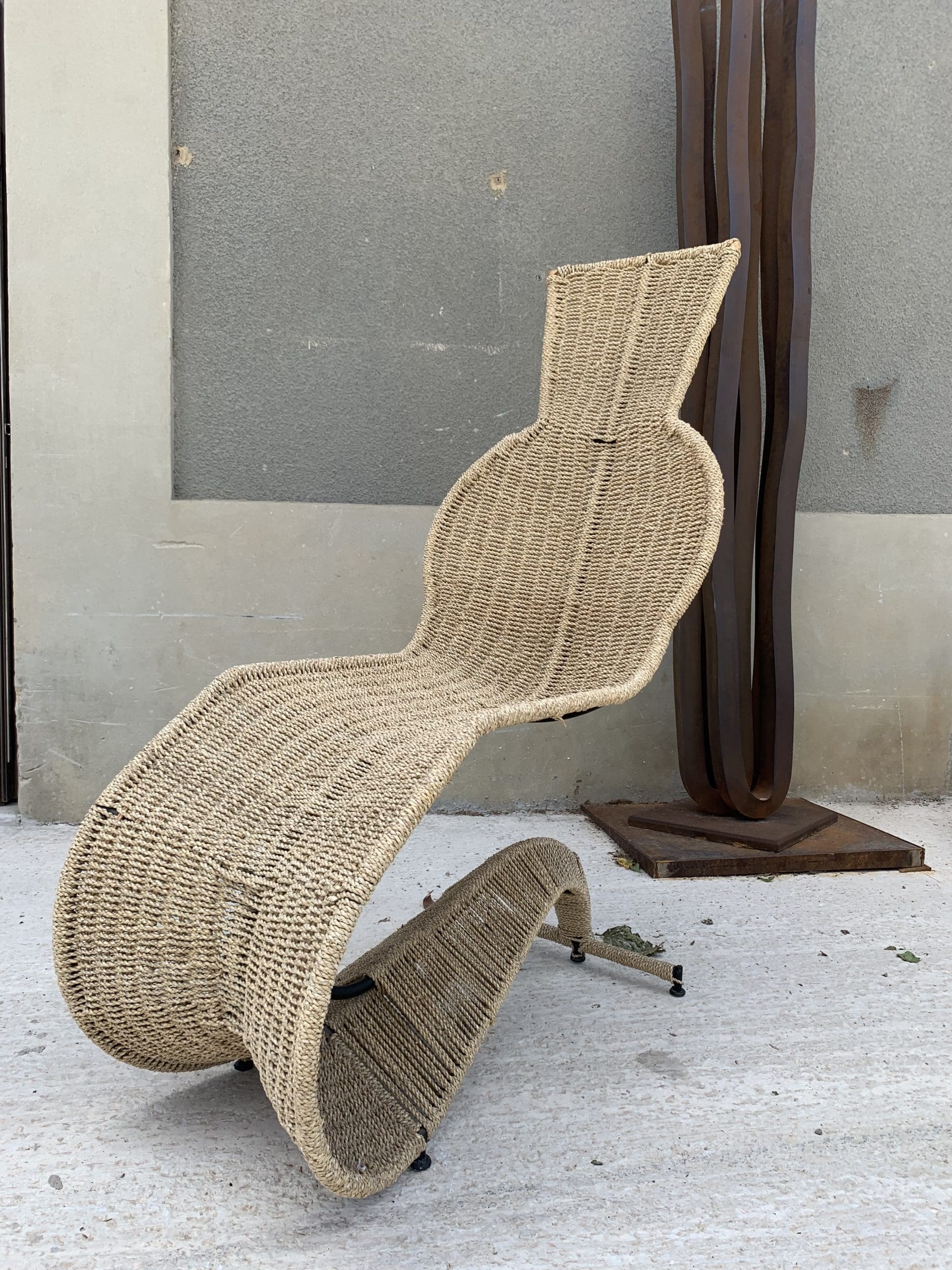 Chaise Longue Speed en Fer Forgé et Rotin – Tom Dixon