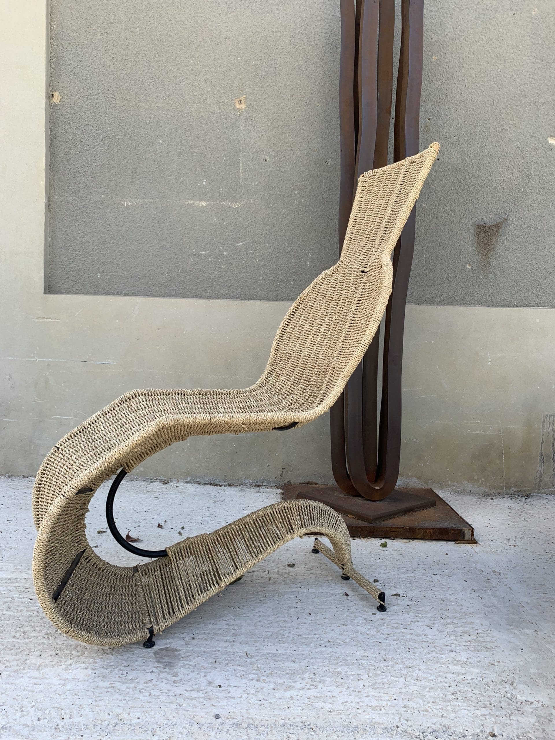 Chaise Longue Speed en Fer Forgé et Rotin – Tom Dixon
