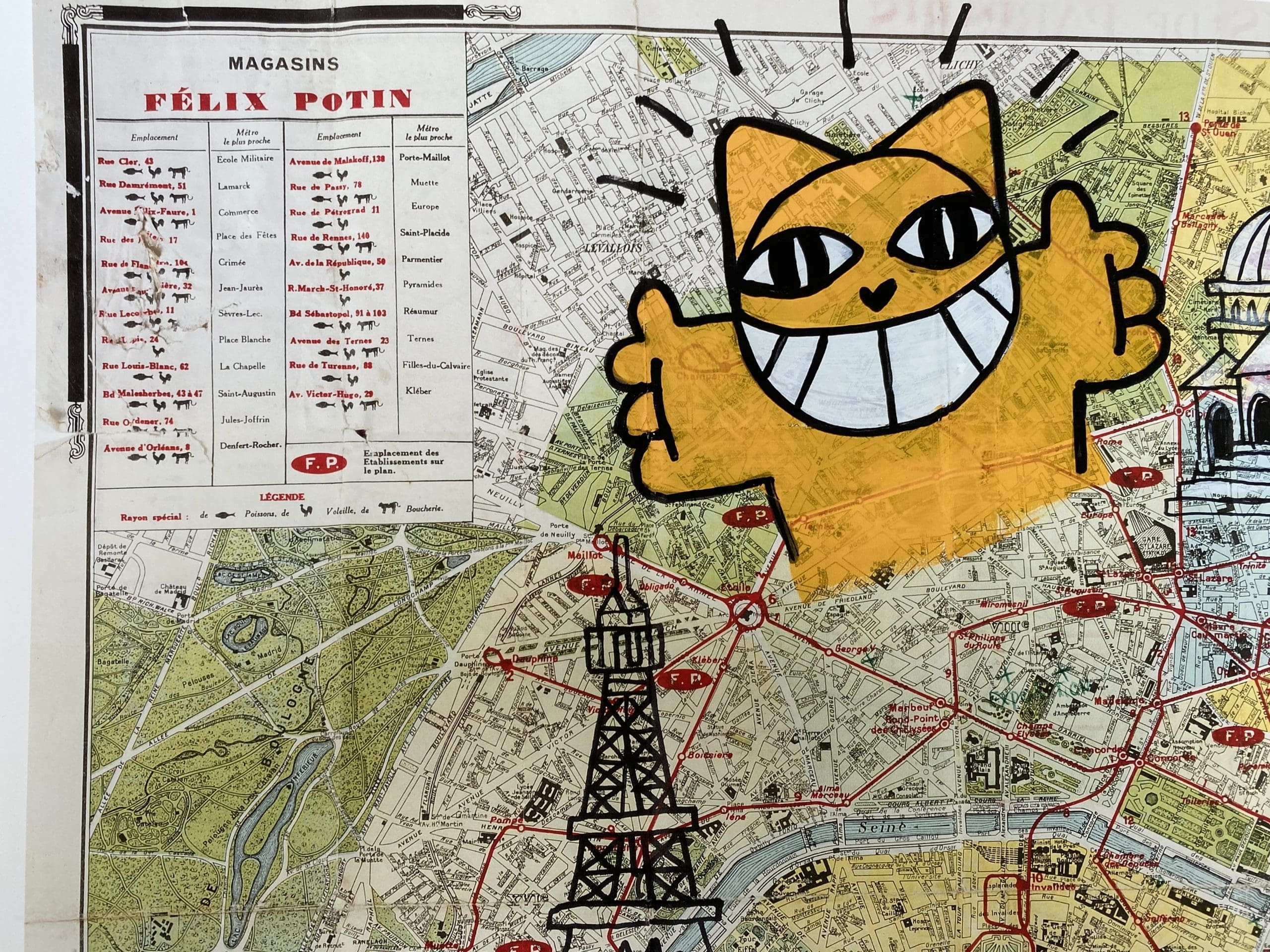 Sérigraphie « Félix Potin in Paris » par M.Chat