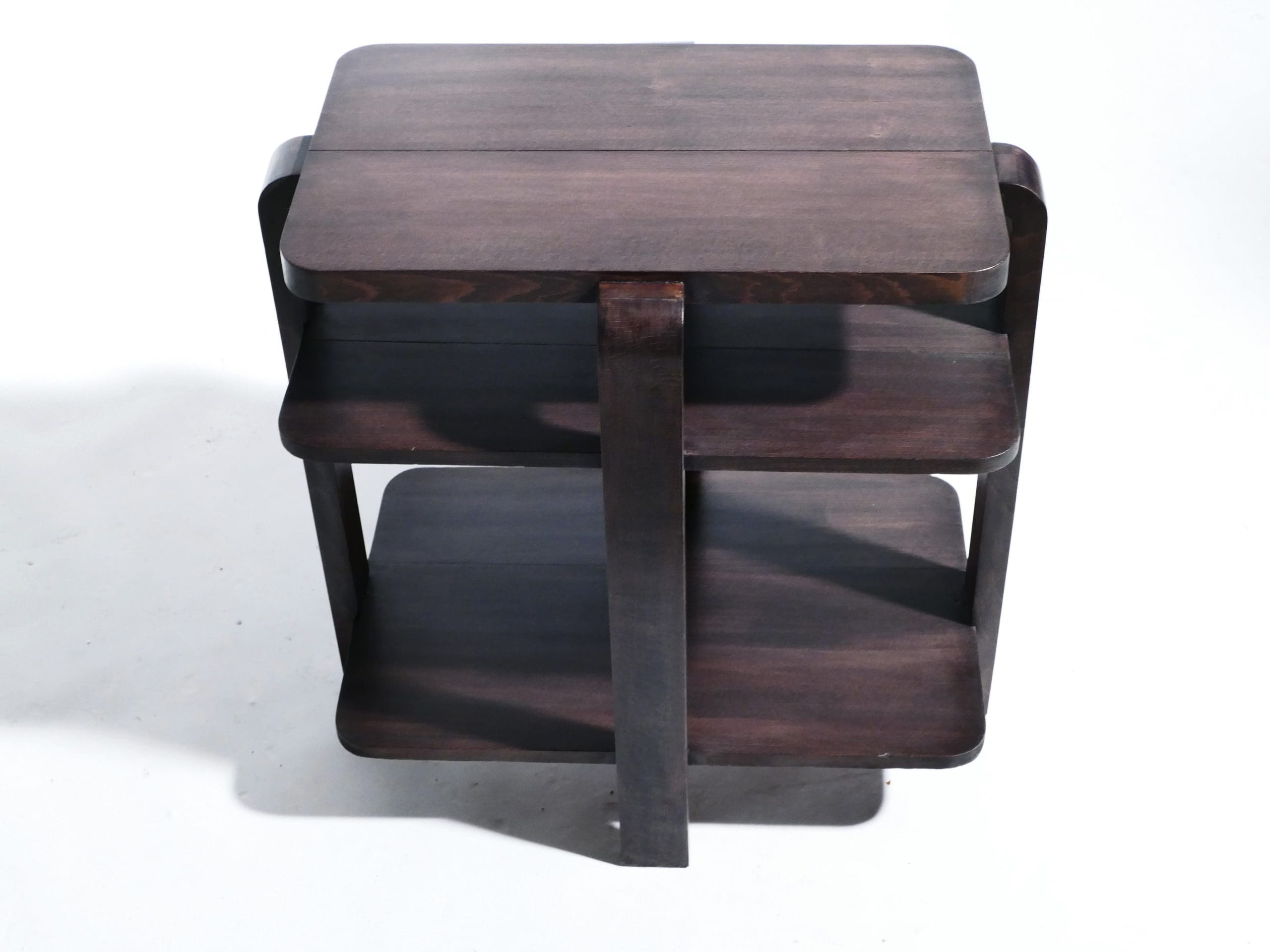 Table d’appoint moderniste en acajou des années 1940 – Art déco français