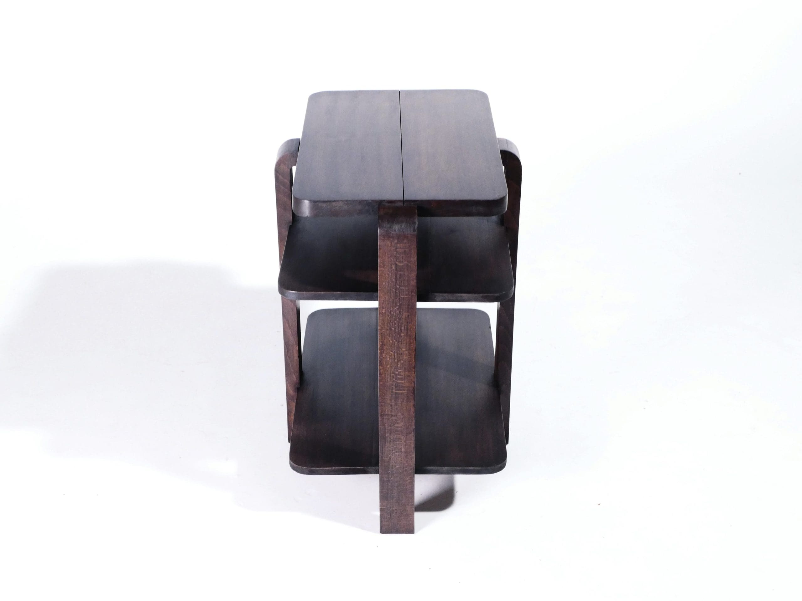 Table d’appoint moderniste en acajou des années 1940 – Art déco français