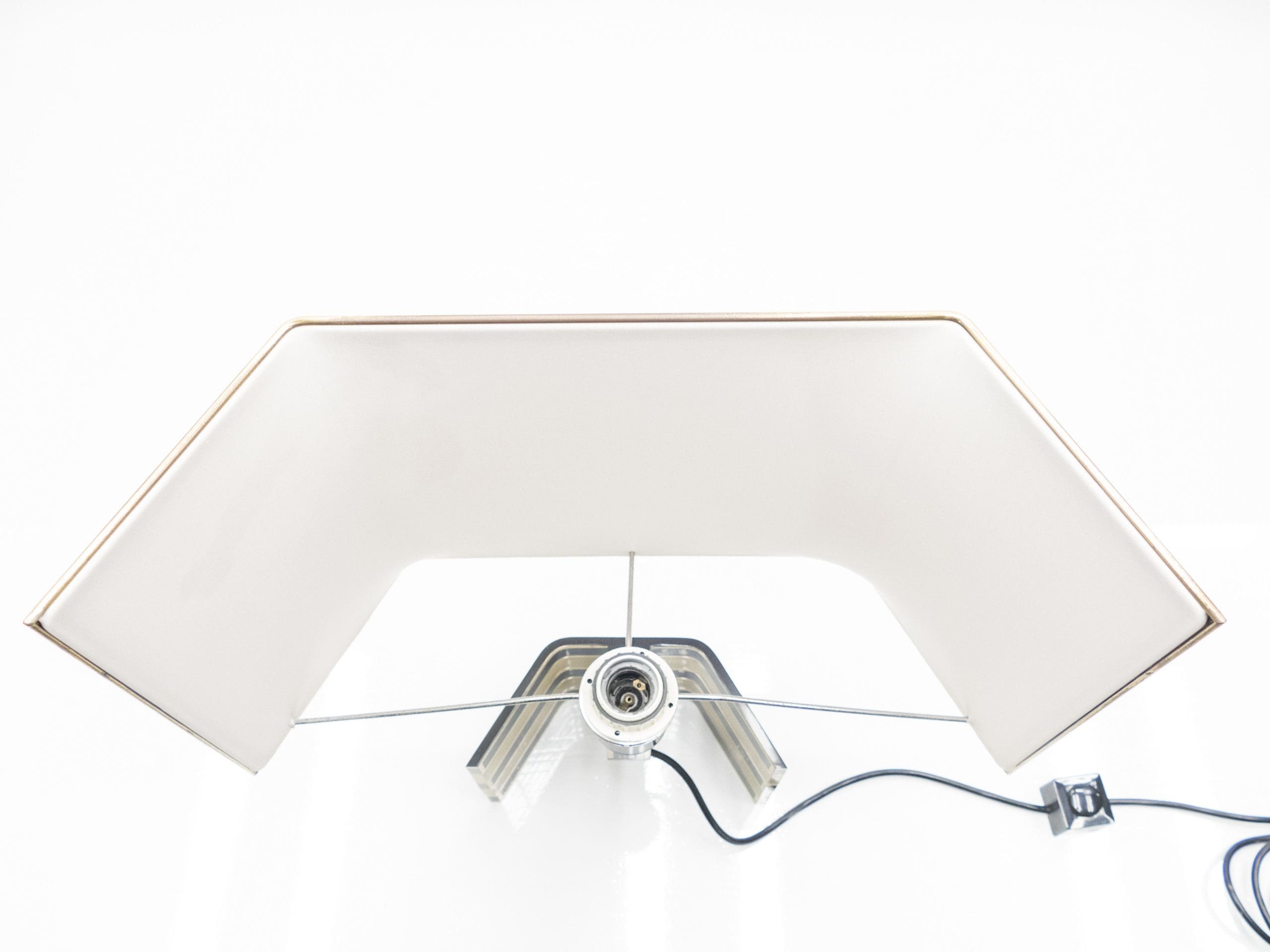 Grande Lampe de Table Italienne en Laiton et Noir par Romeo Rega, Années 1970