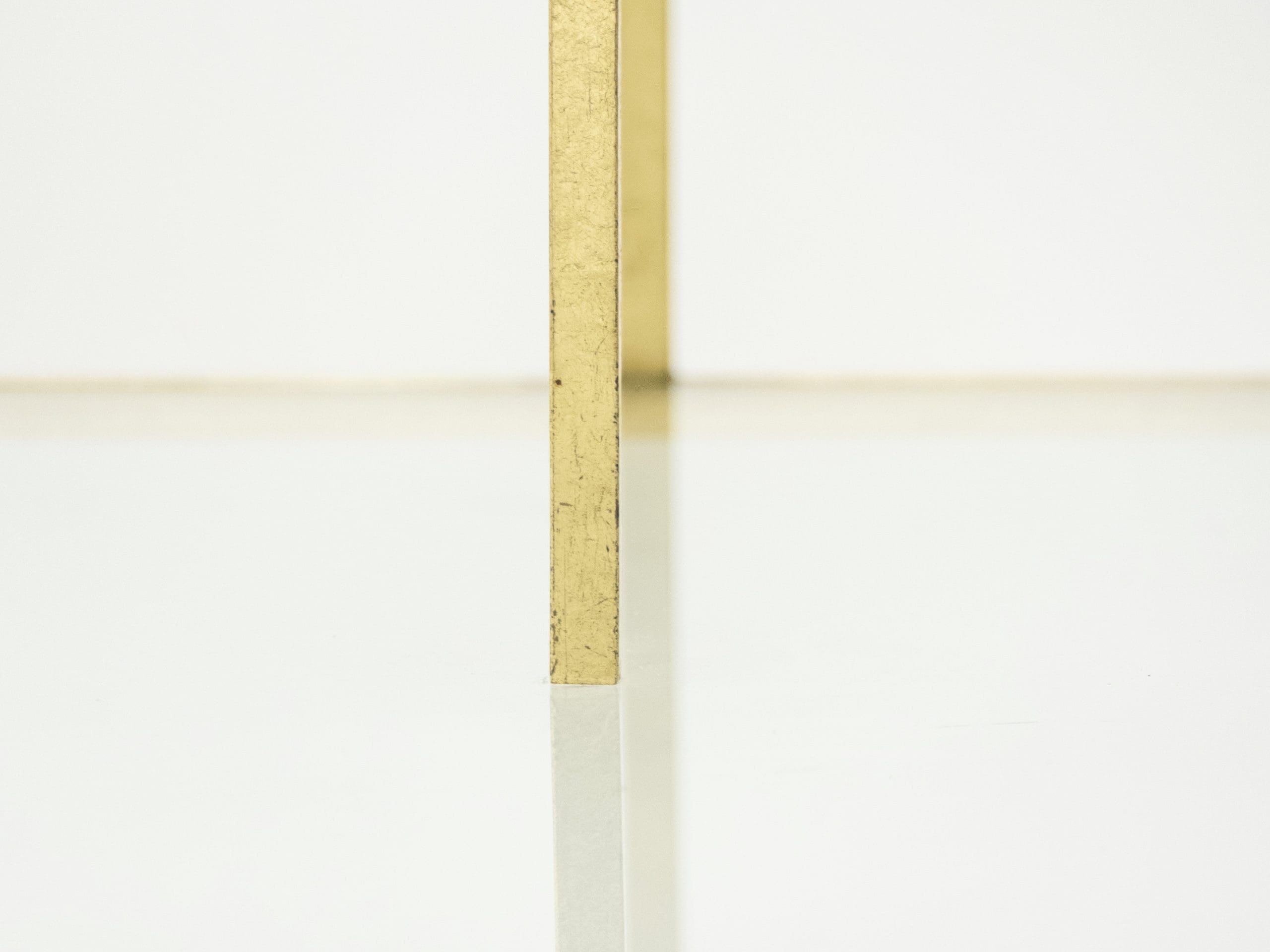 roger thibier gilt wrought iron glass coffee end table 1960s