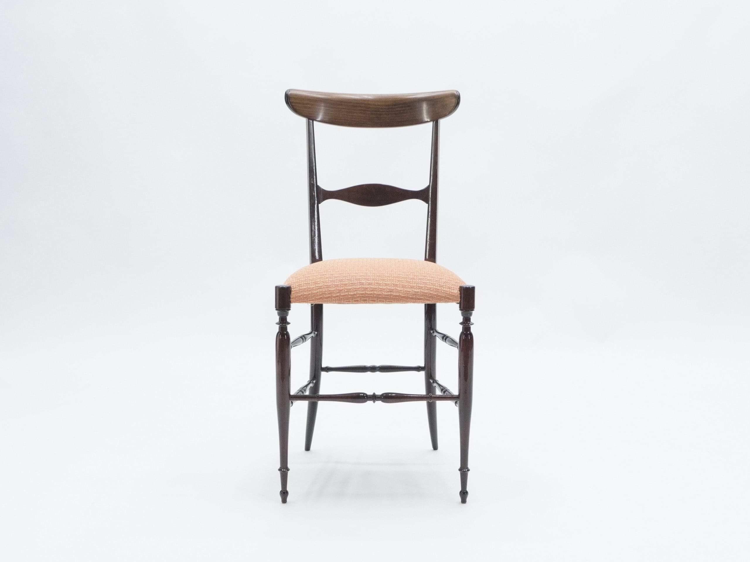 Ensemble rare de six chaises Campanino Chiavari en noyer par Fratelli Levaggi, 1950