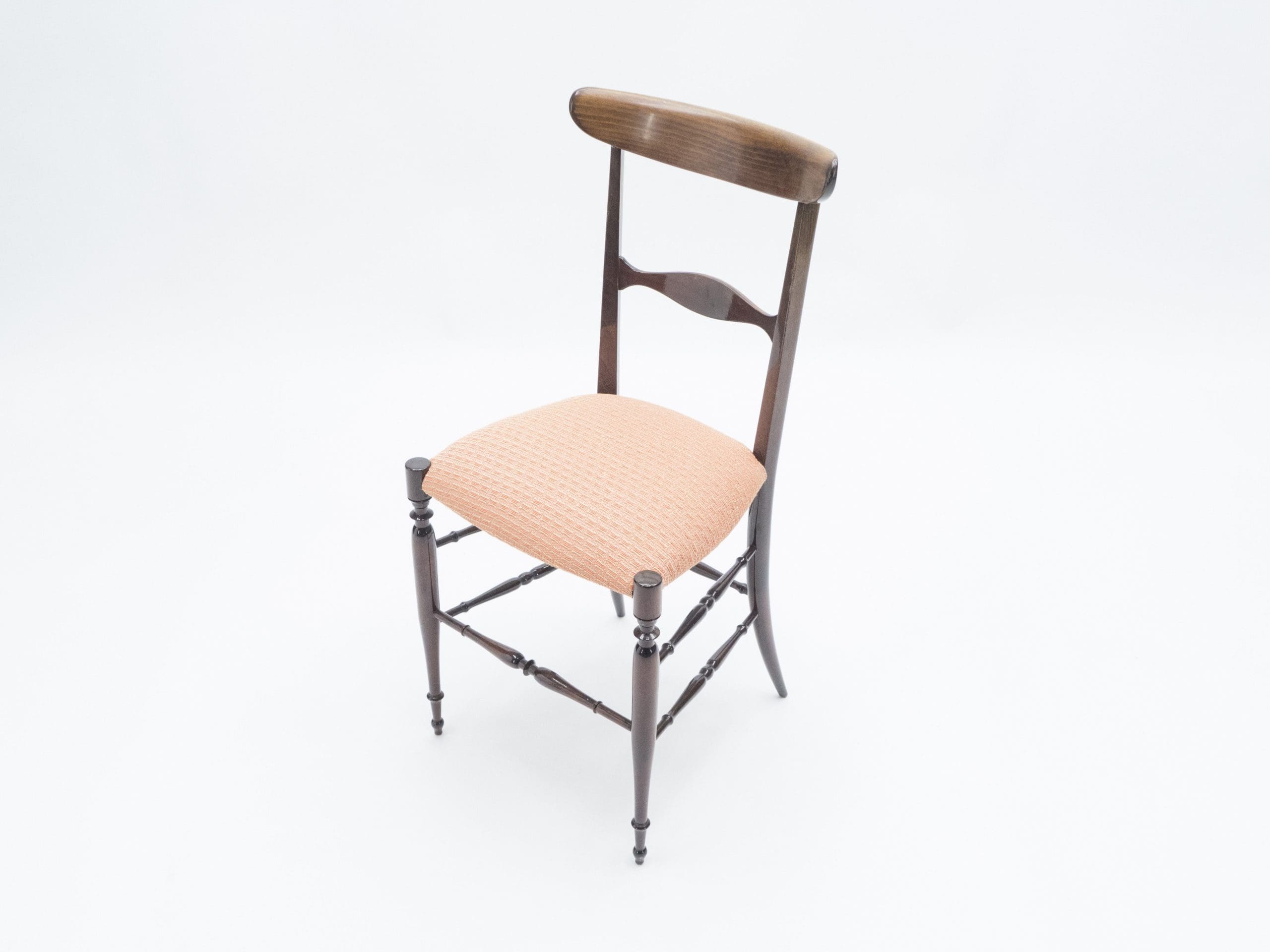 Ensemble rare de six chaises Campanino Chiavari en noyer par Fratelli Levaggi, 1950