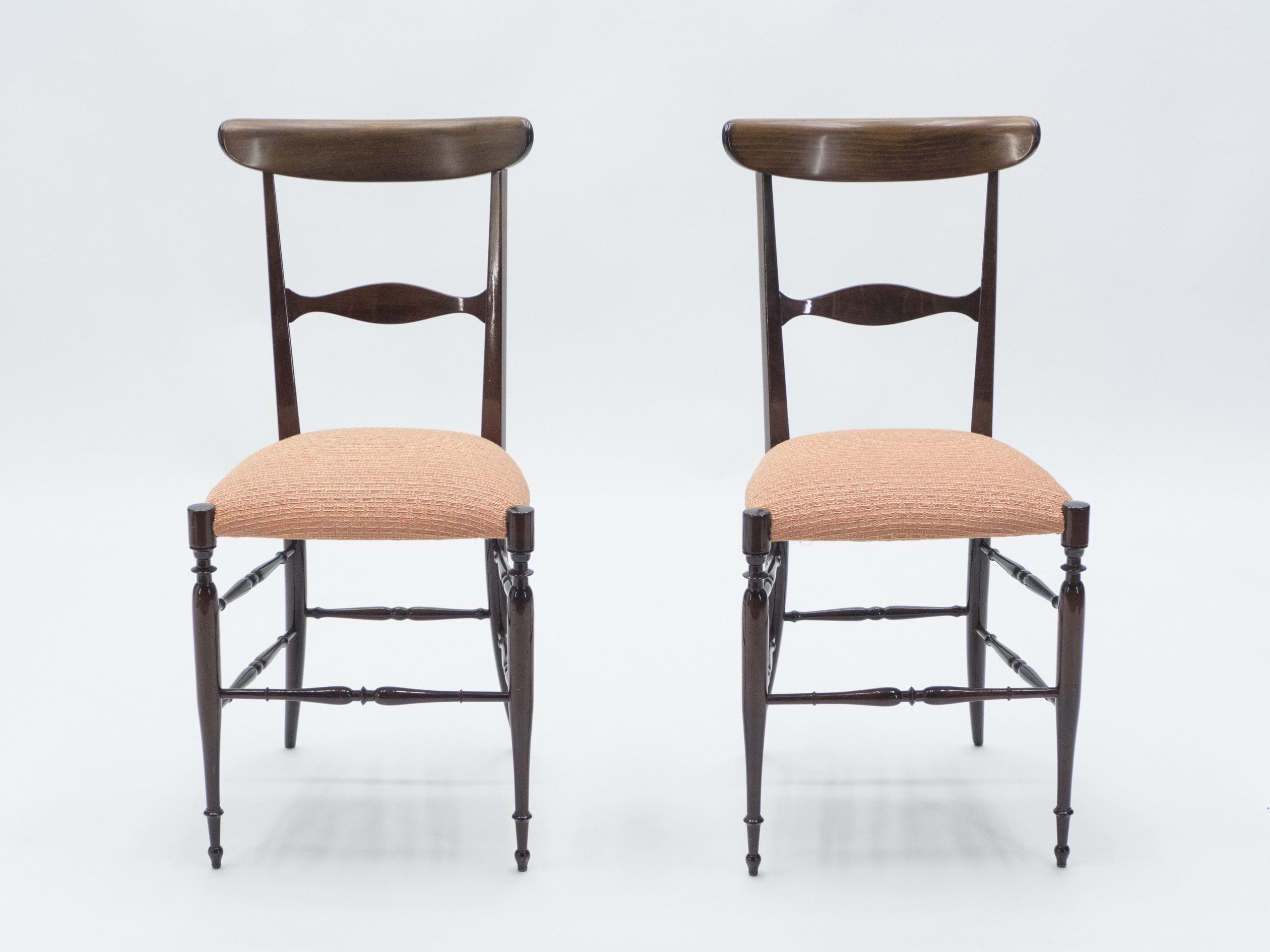 Ensemble rare de six chaises Campanino Chiavari en noyer par Fratelli Levaggi, 1950