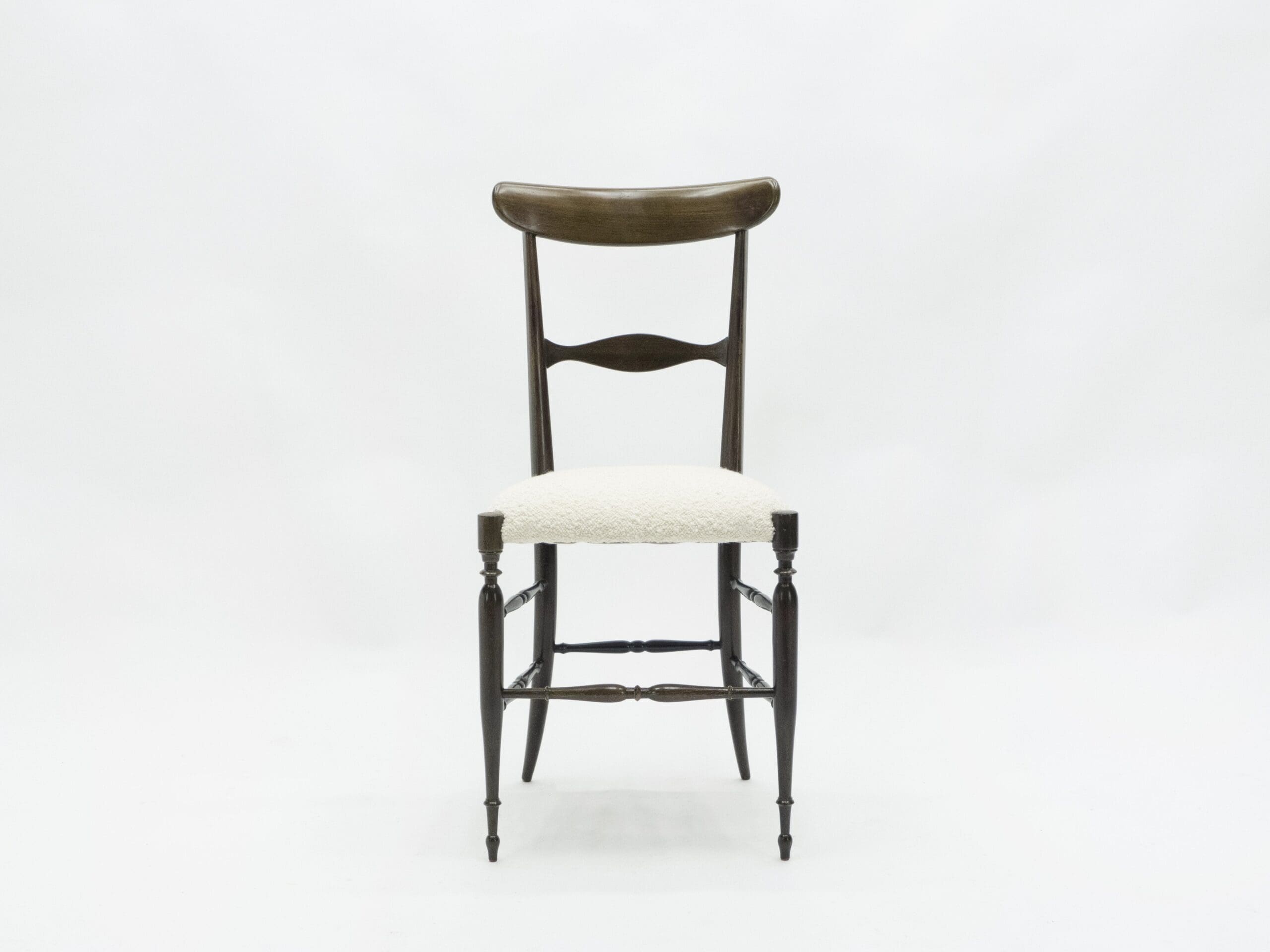 Lot de Six Chaises Campanino Chiavari en Noyer par Fratelli Levaggi, 1950