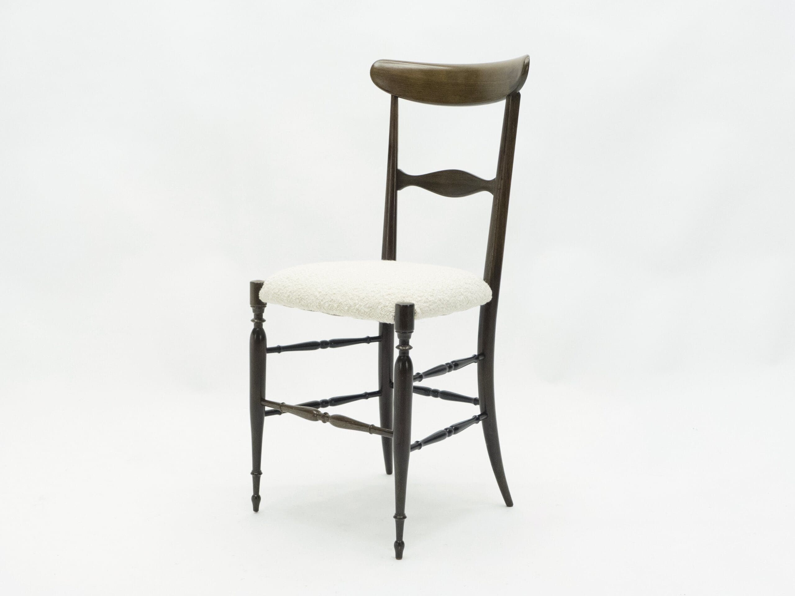 Lot de Six Chaises Campanino Chiavari en Noyer par Fratelli Levaggi, 1950