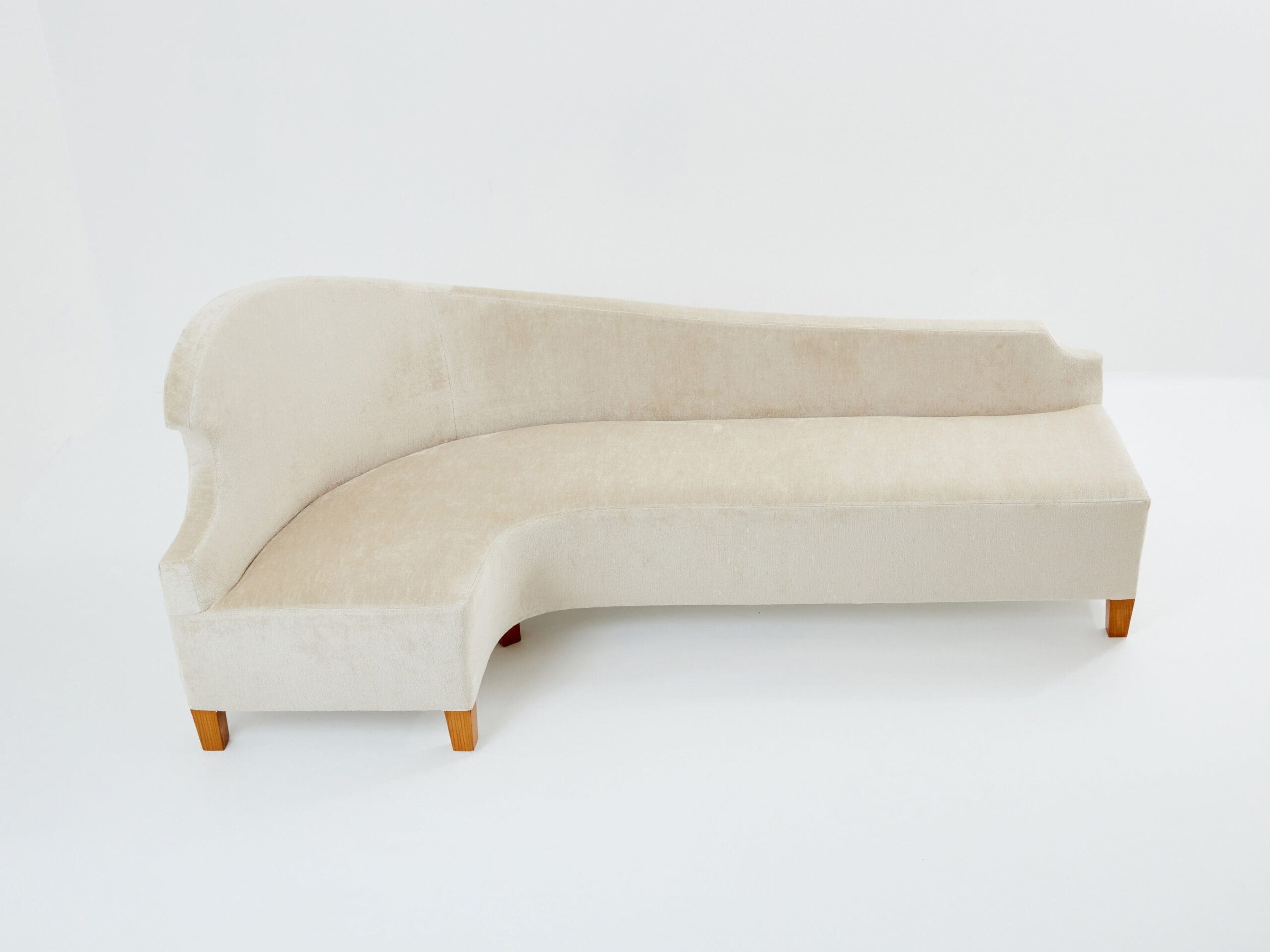 Canapé Courbe en Velours de Lin par Cesare Lacca des Années 1950