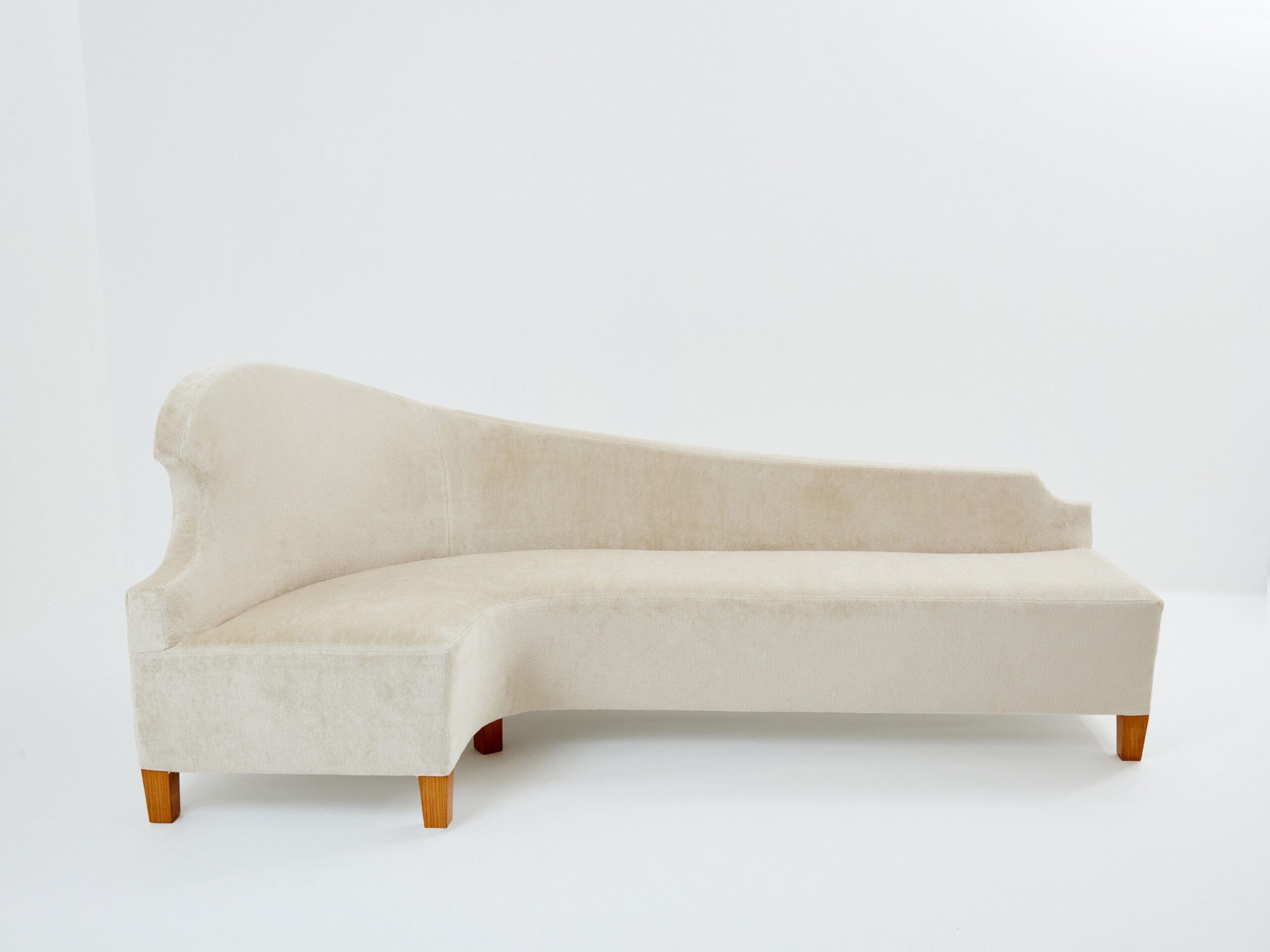 Canapé Courbe en Velours de Lin par Cesare Lacca des Années 1950