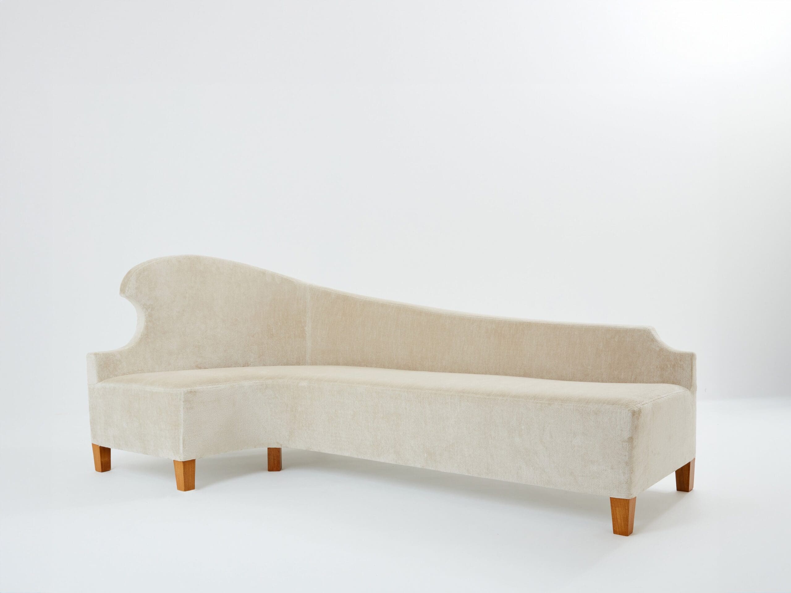 Canapé Courbe en Velours de Lin par Cesare Lacca des Années 1950
