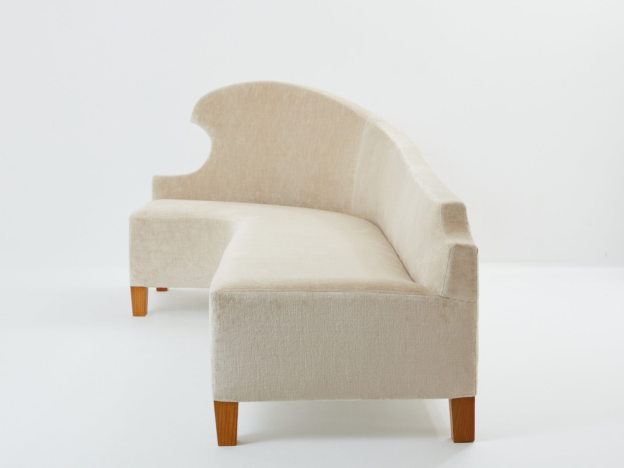 Canapé Courbe en Velours de Lin par Cesare Lacca des Années 1950