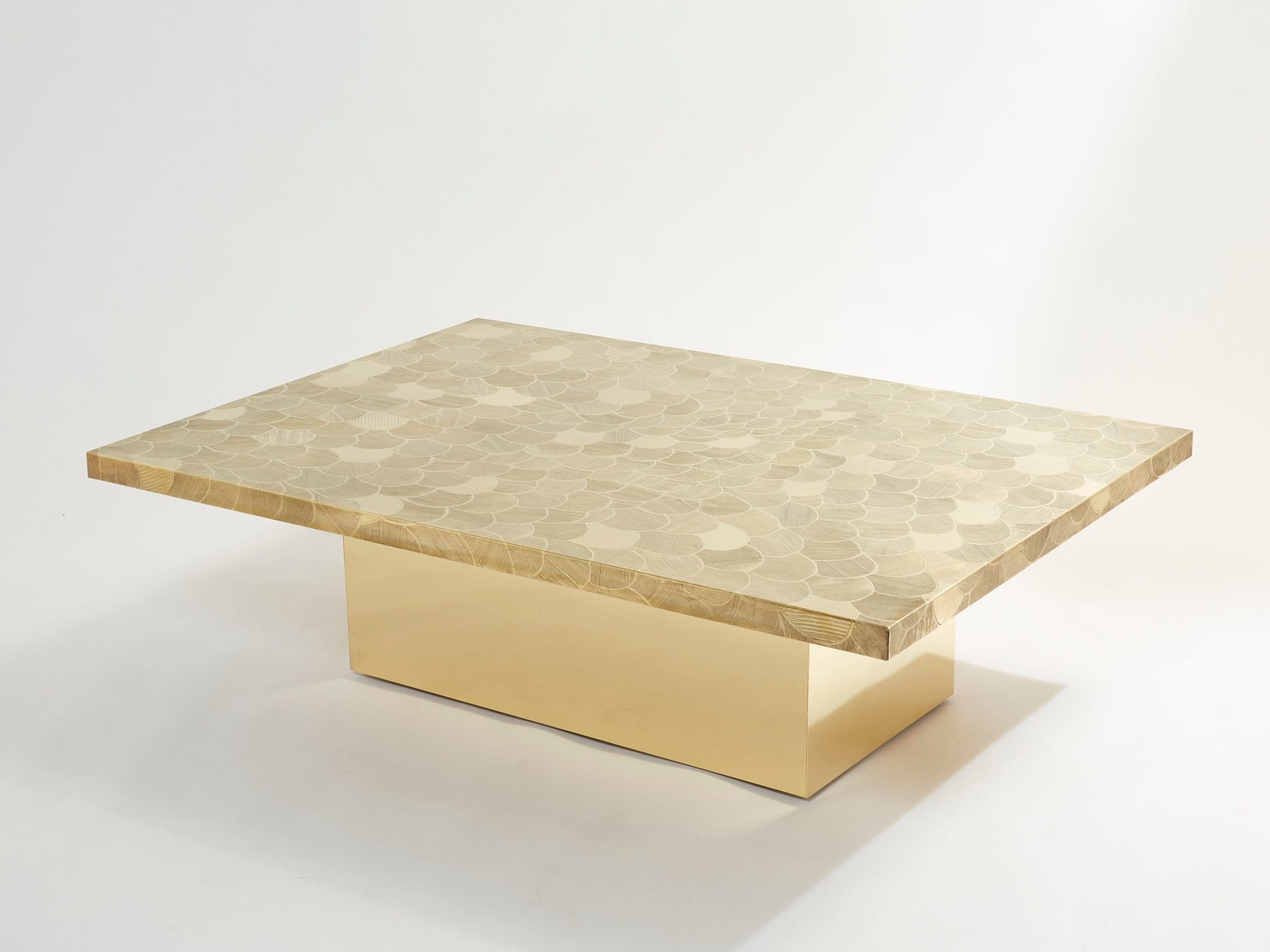 christian krekels signed belgian etched brass coffee table 1970