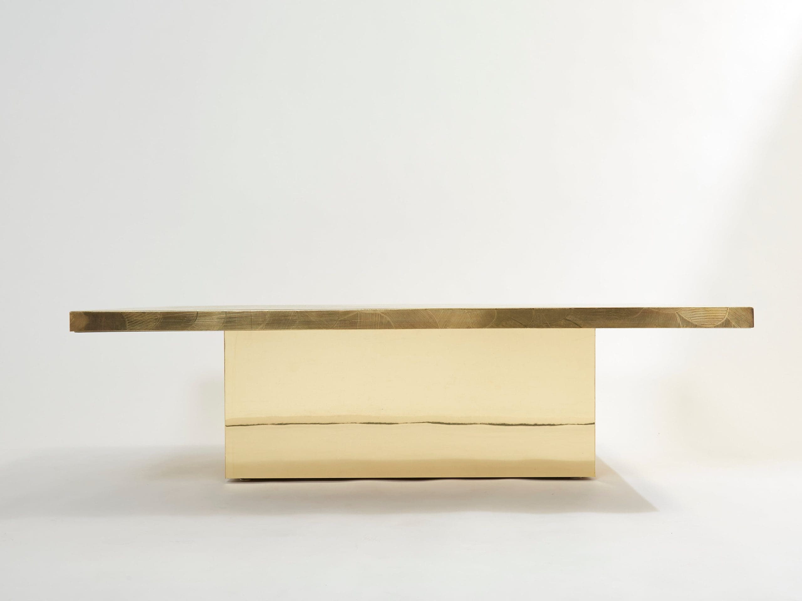 christian krekels signed belgian etched brass coffee table 1970