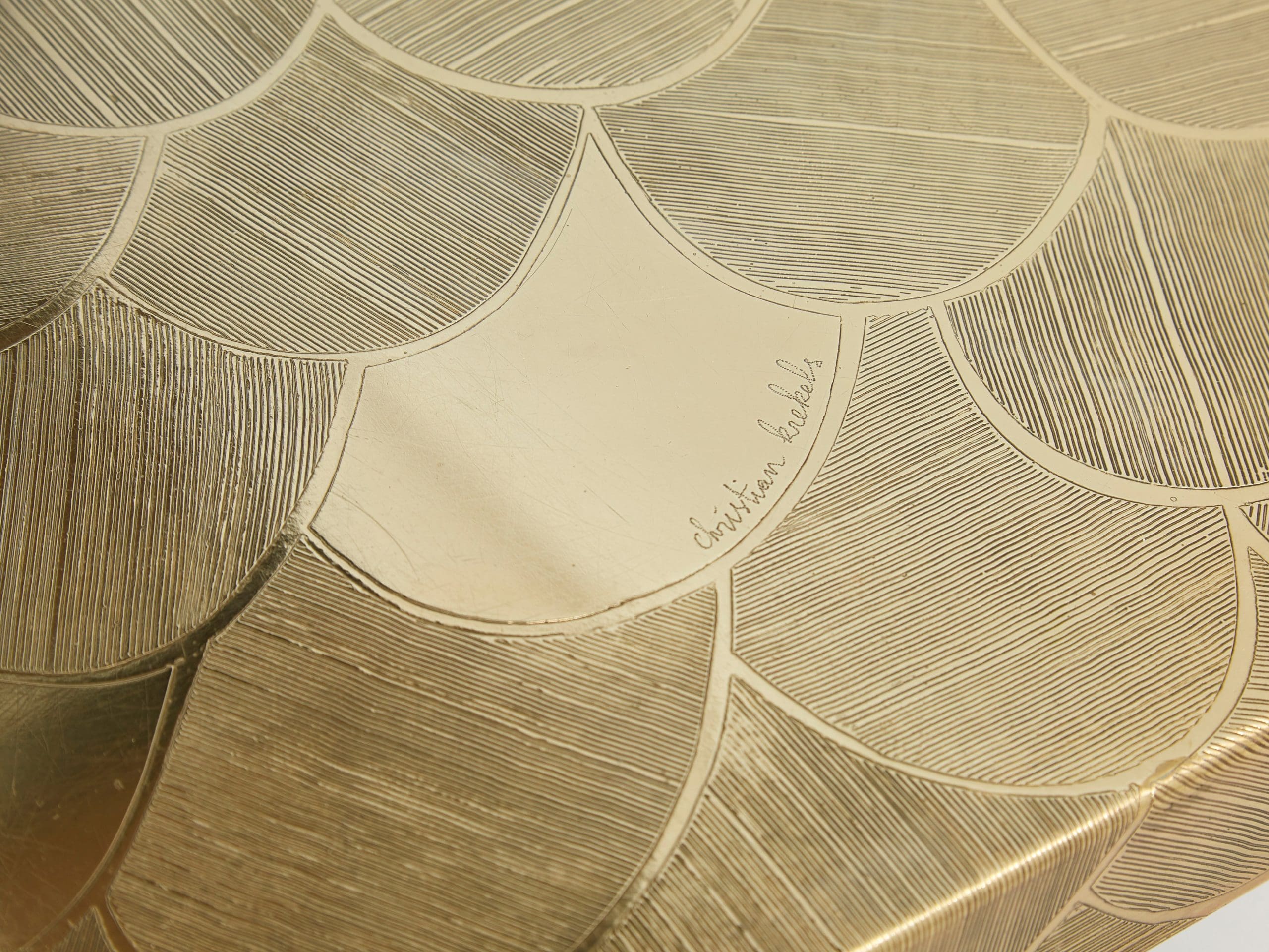 christian krekels signed belgian etched brass coffee table 1970